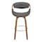 Armen Living Arya 30" Swivel Bar Stool in Gray Faux Leather and Walnut Wood LCAYBAWAGR30 - alternate 3